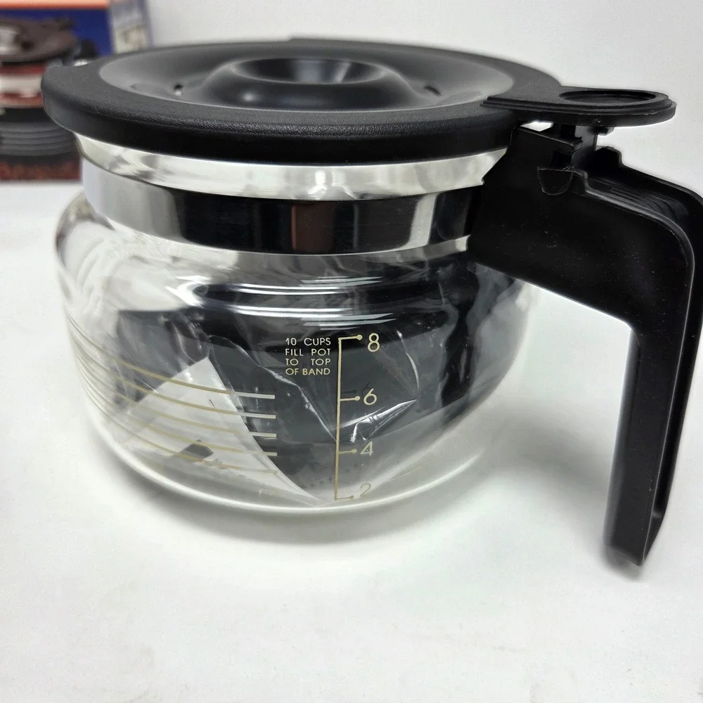 Gemco Universal Replacement Coffee Carafe 10 Cup Glass Pot Black Clear NEW